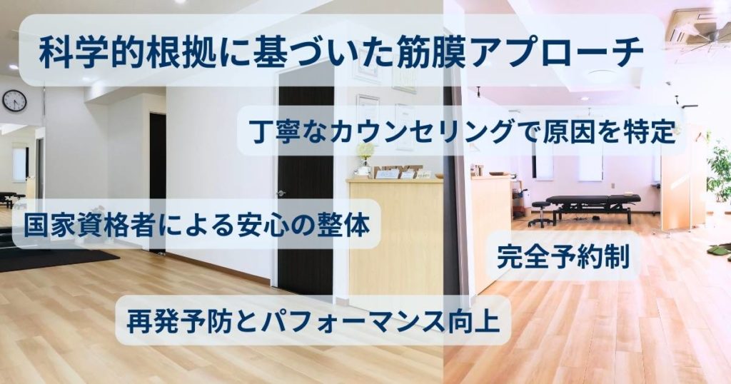 松阪市ネクストパフォーマンス院内の様子と、丁寧なカウンセリング・完全予約制を説明するイメージ